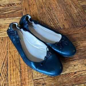 LK Bennett Black Leather Thea Ballet Flats - Size 39.5